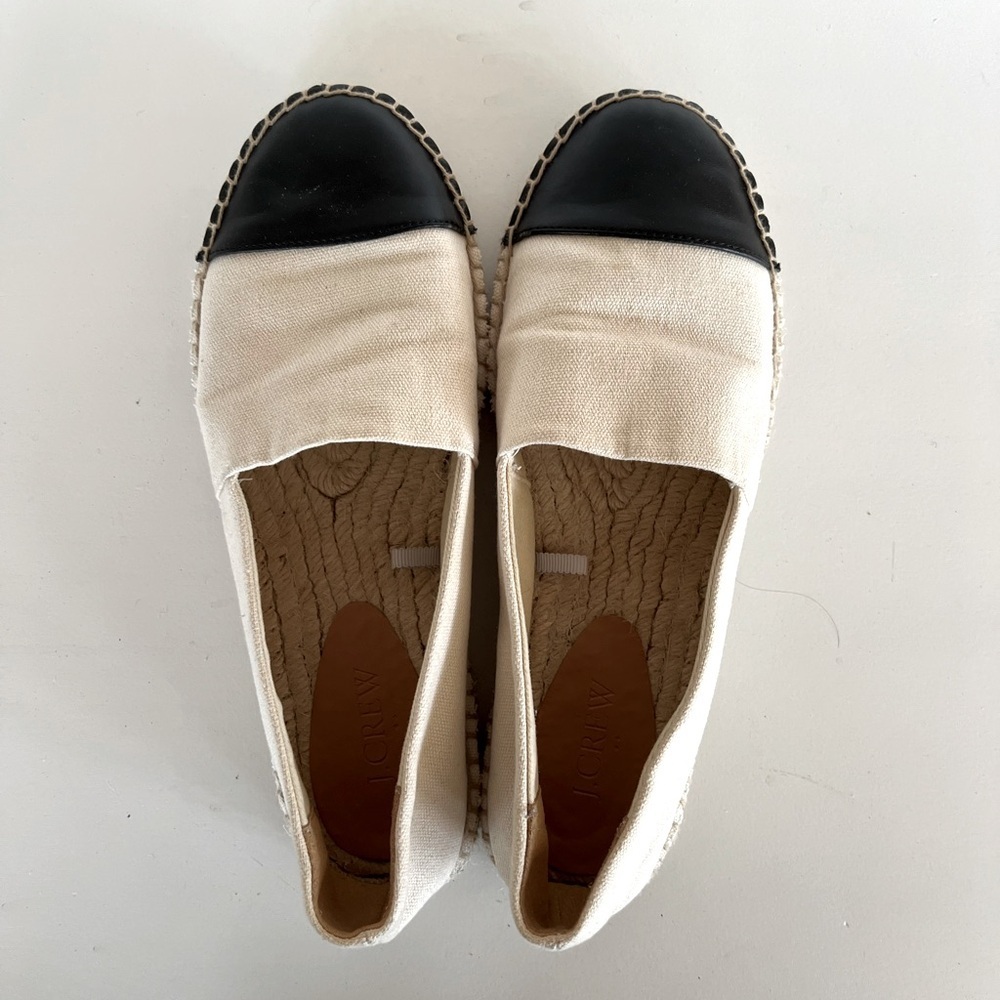 J. Crew Facto Canvas Espadrilles Flats with Black Cap Toe, size 8 - Picture 4 of 10